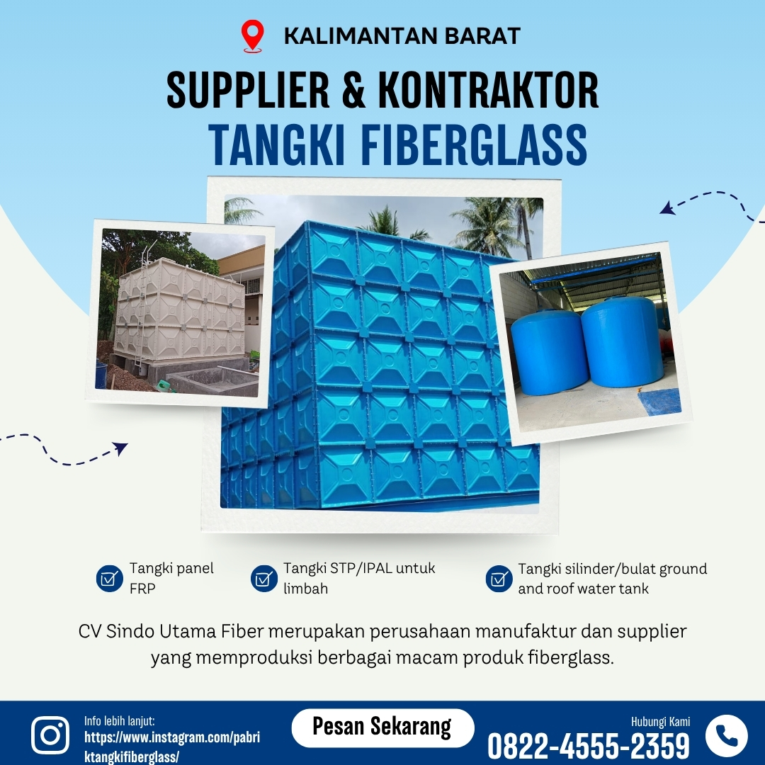 Tangki FRP Fiberglass Custom | Roof Tank, Ground Tank, STP IPAL Banjarbaru Kalimantan Selatan