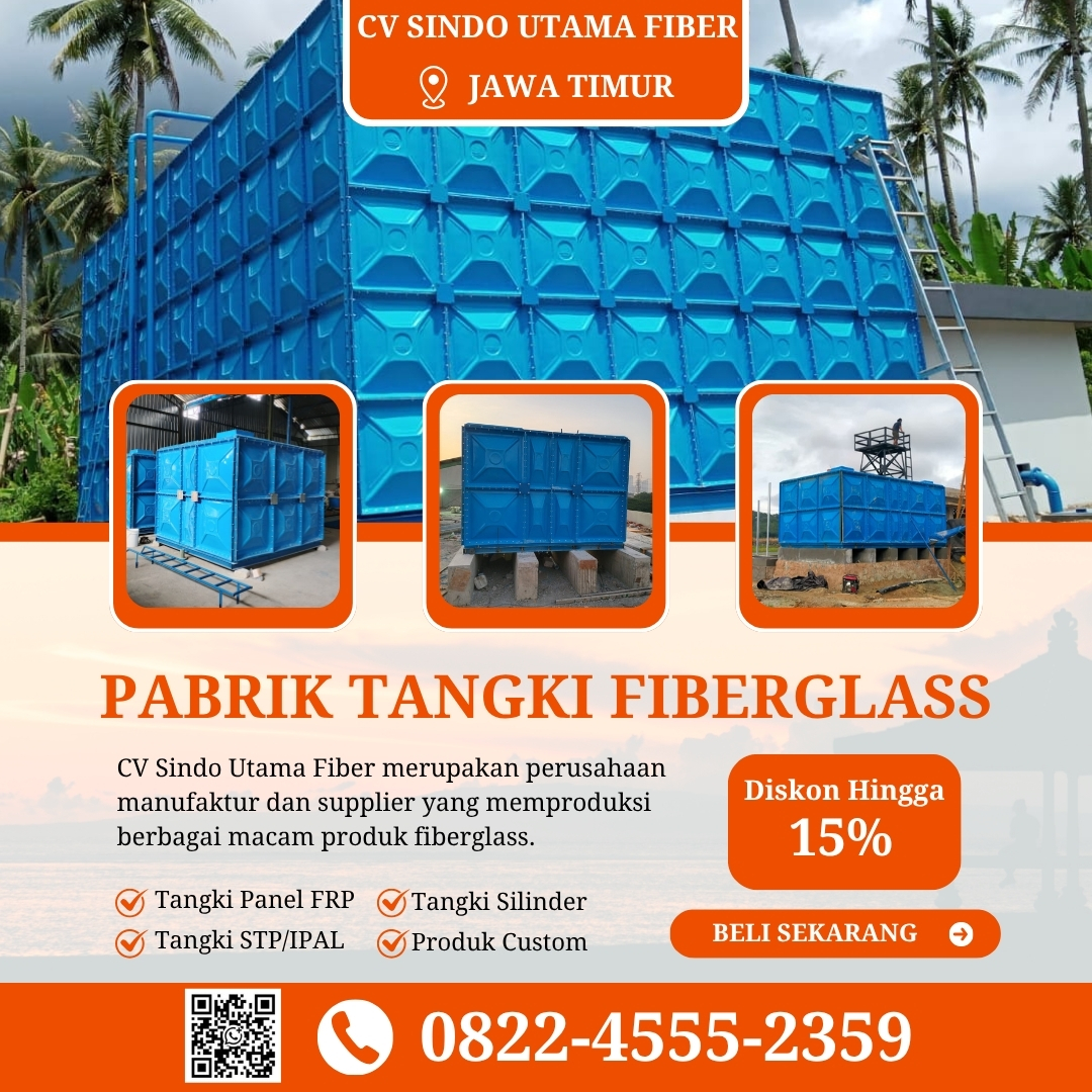 Tangki Fiberglass FRP-Jual Tangki Air, Panel & Silinder Kediri Jawa Timur