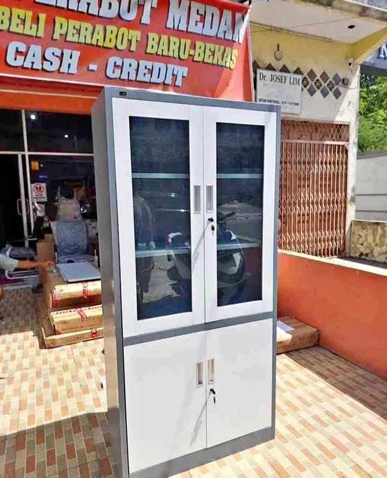 SALE LEMARI ARSIP 2 PINTU + LACI FULL KACA