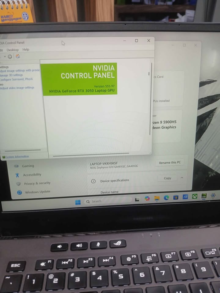 Laptop Asus Rog Ga401Q Ryzen 9 5900HS 8GB 512GB RTX 3050