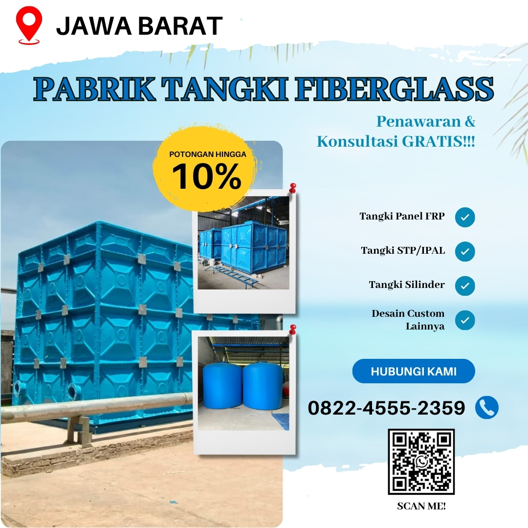 Tangki Fiberglass FRP-Jual Tangki Air, Panel & Silinder Purwakarta Jawa Barat