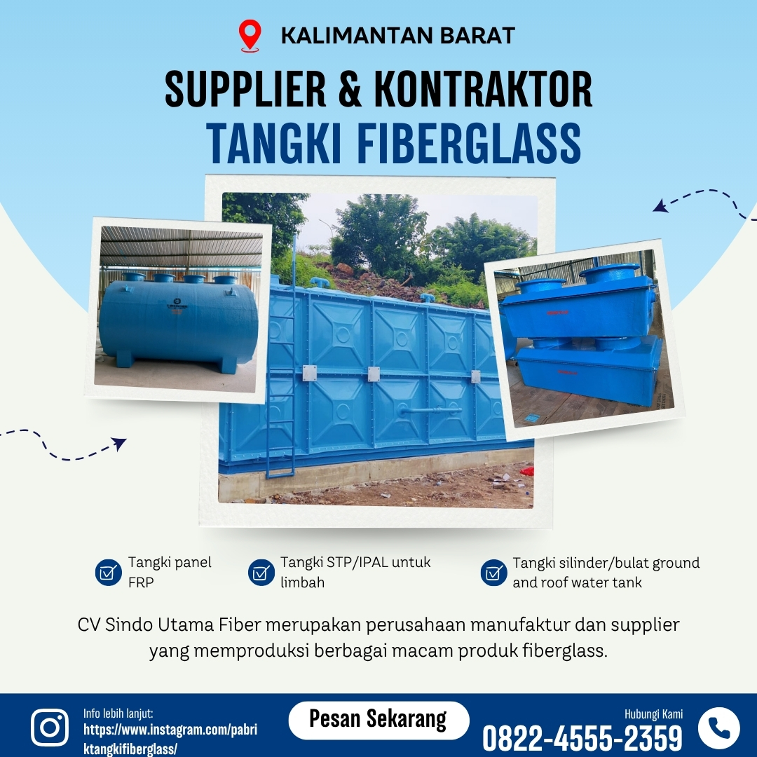 Tangki FRP Fiberglass Custom | Roof Tank, Ground Tank, STP IPAL Banjarbaru Kalimantan Selatan