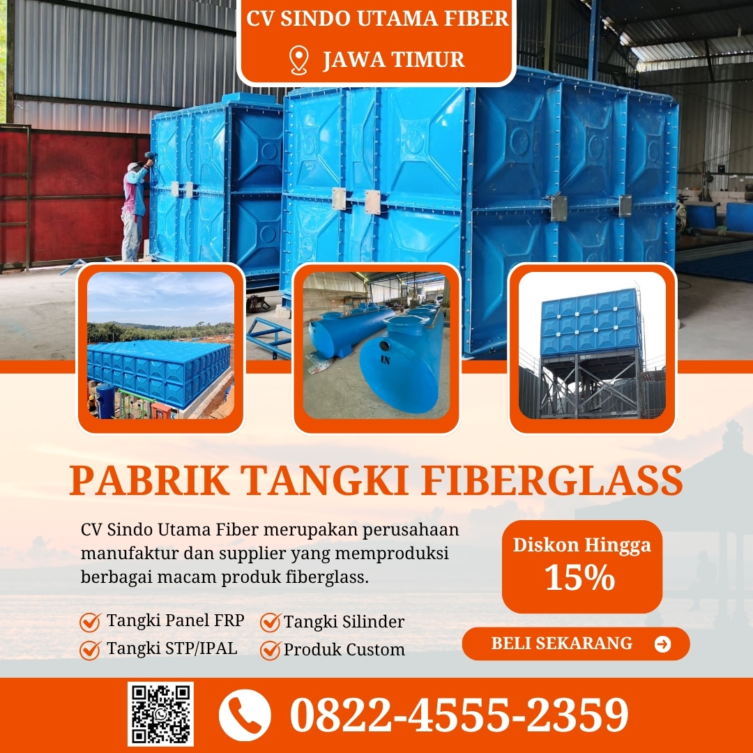 Tangki Fiberglass FRP-Jual Tangki Air, Panel & Silinder Jombang Jawa Timur