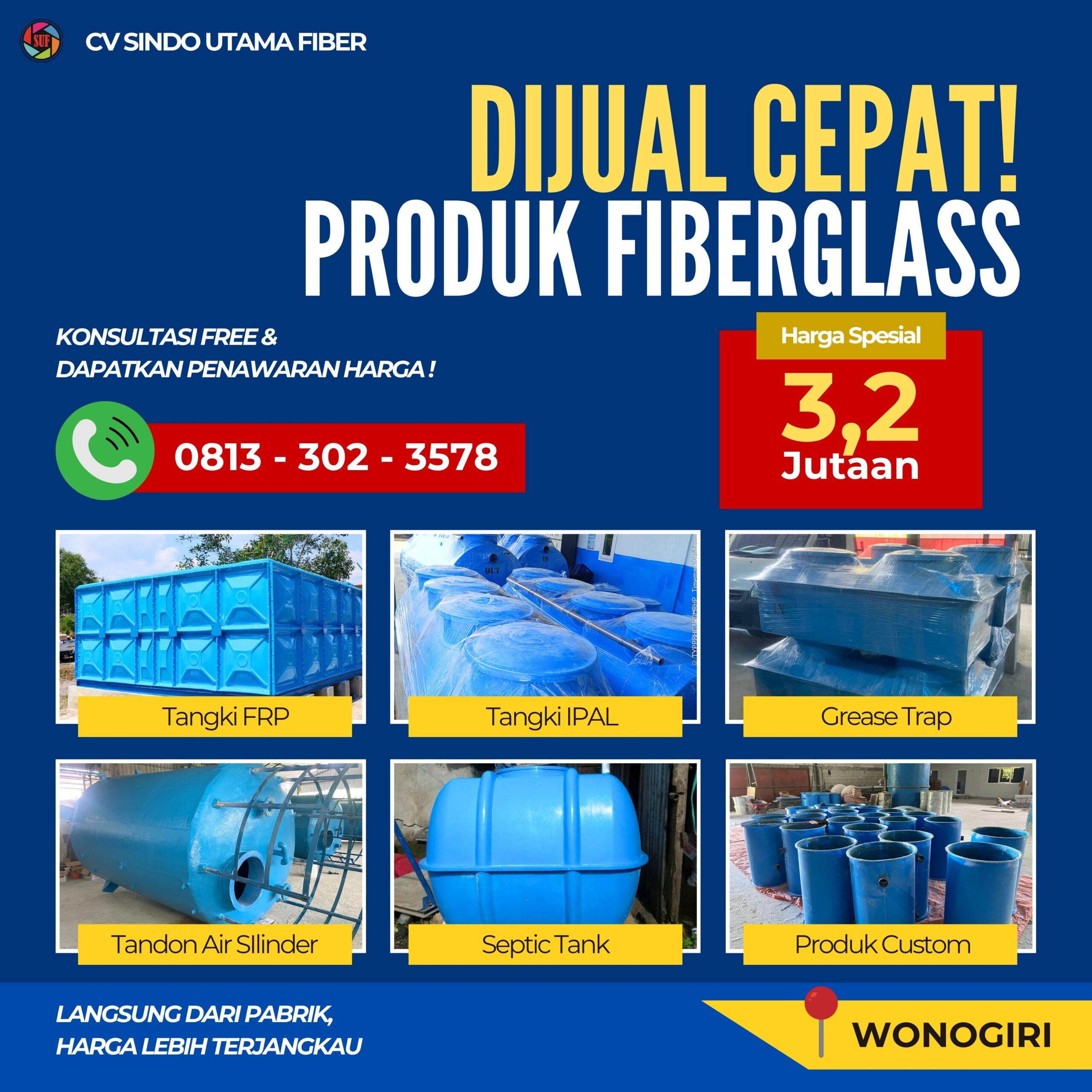BERKUALITAS Sedia Tangki Panel FRP Wonogiri Top Quality dan Tahan Lama