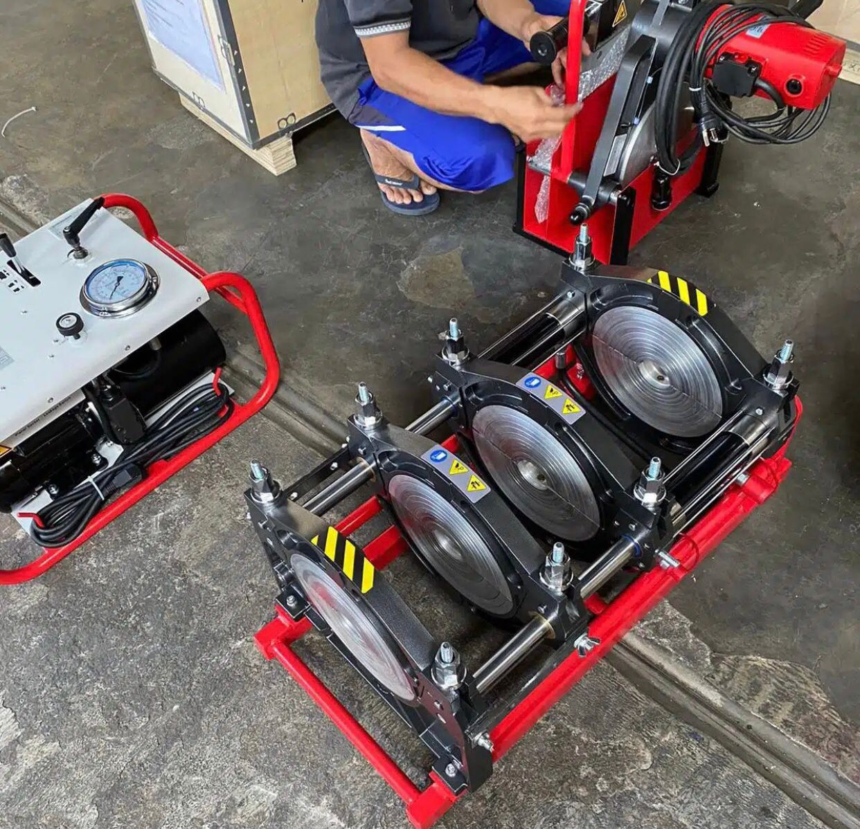 Alat Las Pipa HDPE 10″Inch – Mesin Penyambung Pipa HDPE 250mm Hydraulic 4 Clamps