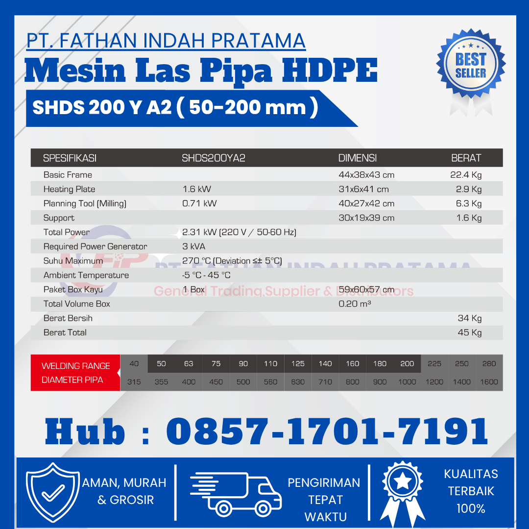 Redy Mesin Las Pipa Hdpe Murah