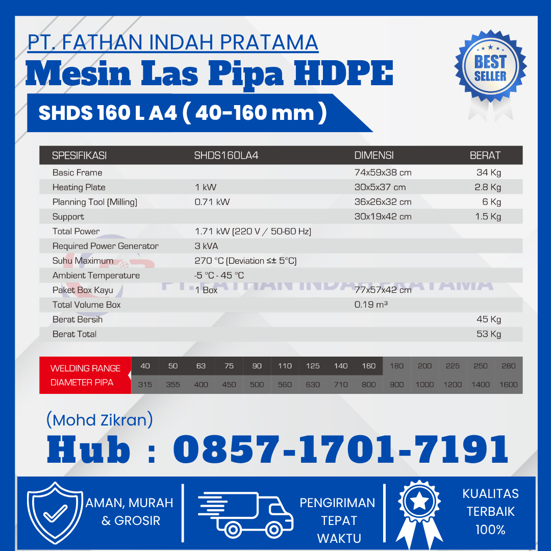 Redy Mesin Las Pipa Hdpe Murah 4 CLAMP