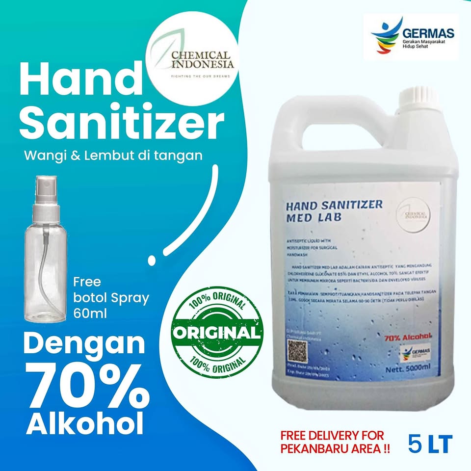 HandSanitizer MedLab 5 Liter, Free botol spray 60ml